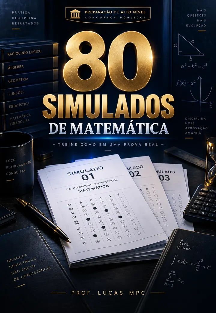 Capa de 80 Simulados de Matemática para Concursos